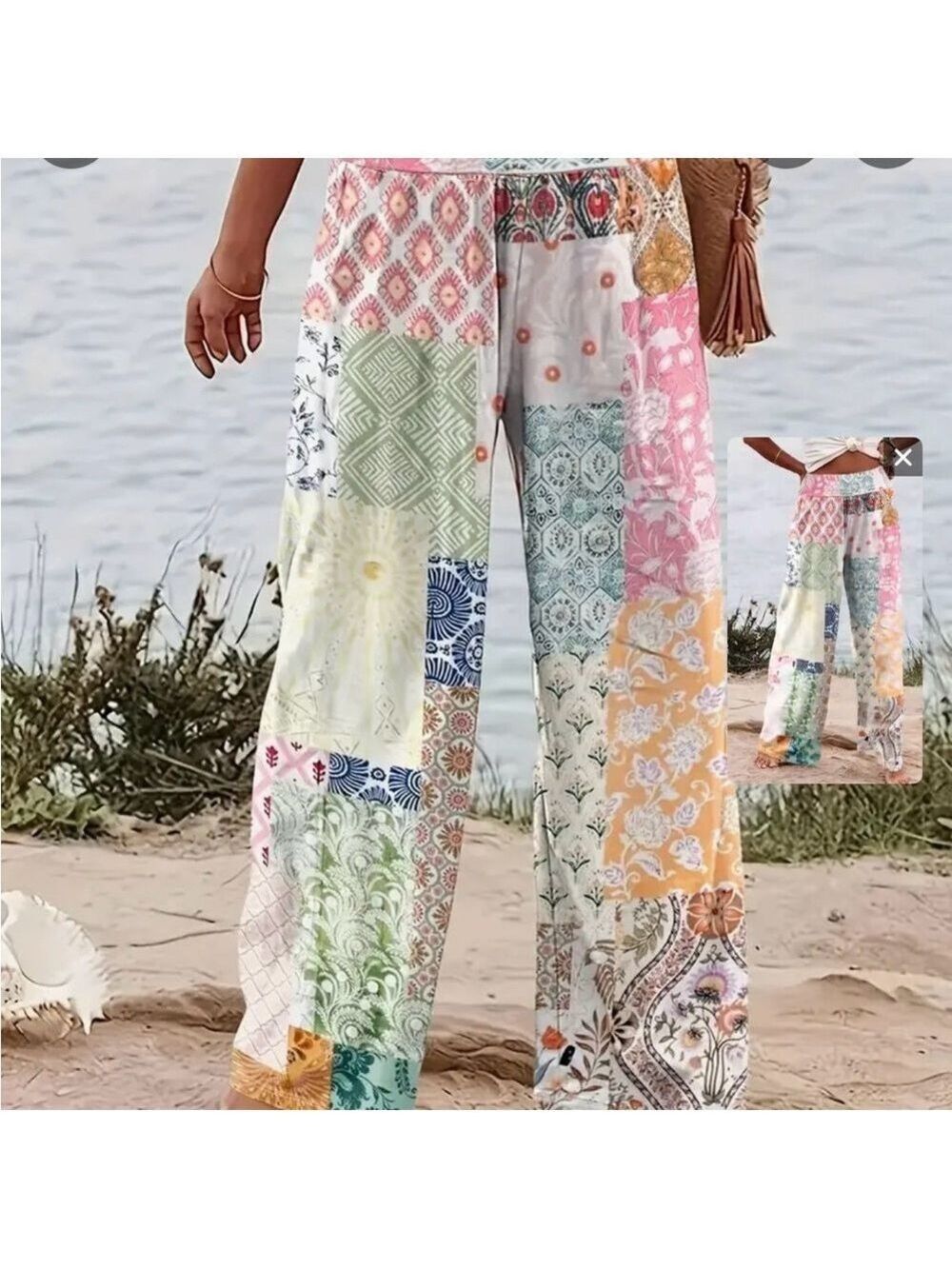 Colorful Patchwork Pattern Pants - Picture 4 of 4